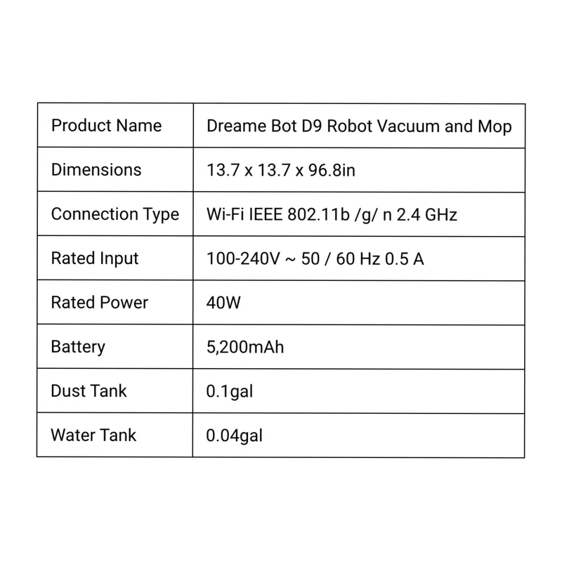 Dreame D9 robot aspirateur avec fonction d'essuyage