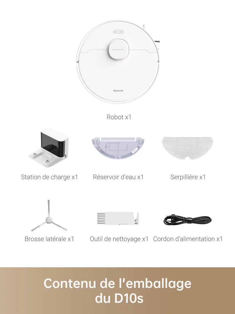 Dreame D10s robot aspirateur avec fonction d'essuyage