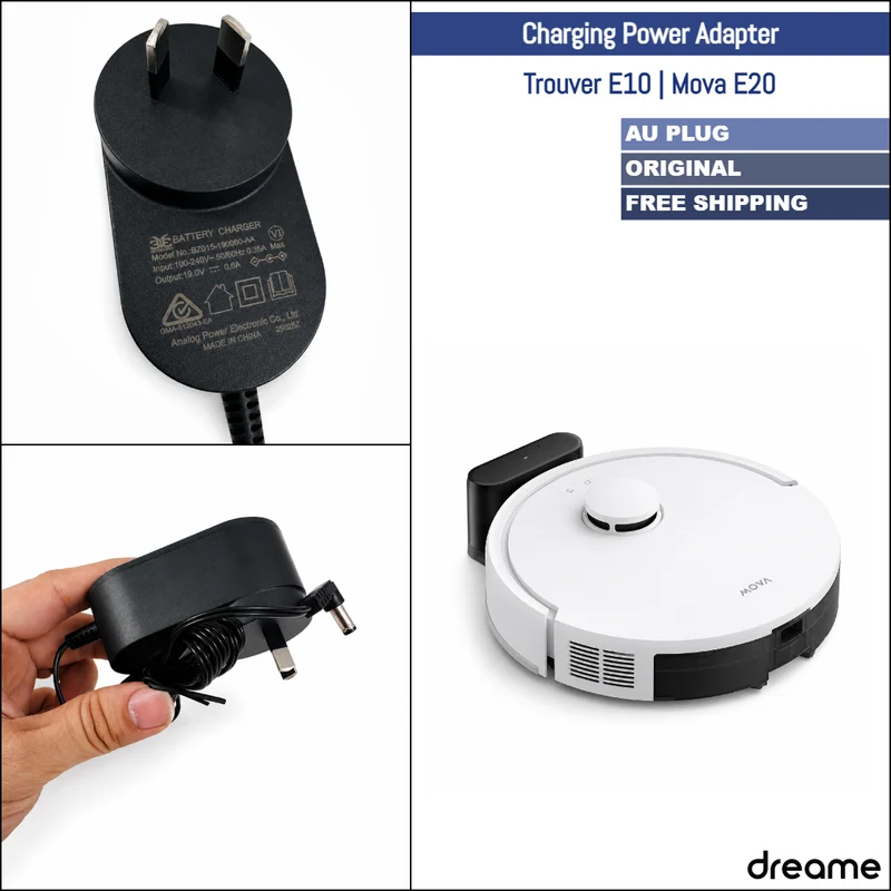 Dreame Trouver E10, MOVA E20 | OEM Spare & Repair Parts: Charging Power Adapter, AU Plug