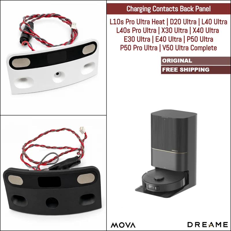 Dreame L10s Pro Ultra Heat, D20 Ultra, L40 Ultra, L40s Pro Ultra, X30 Ultra, X40 Ultra, MOVA E30 Ultra, E40 Ultra, P50 Ultra, V50 Ultra Complete | Original Spare & Repair Parts: Charging Contacts Back Panel