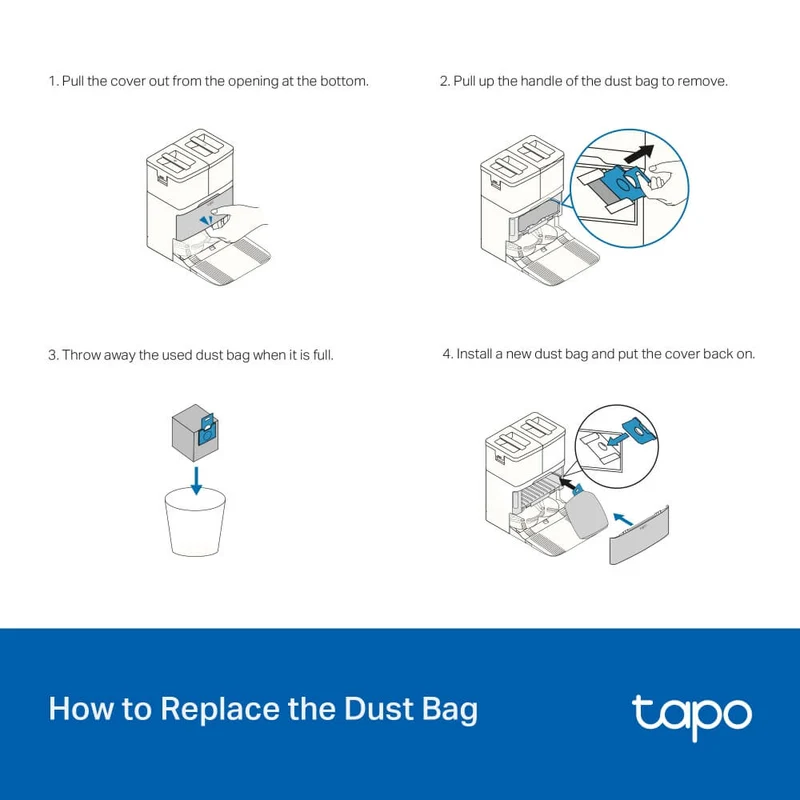 Lot de 5 Sacs à Poussieres Jetable pour Aspirateur Robot Tapo RV50 - Tapo RVA210