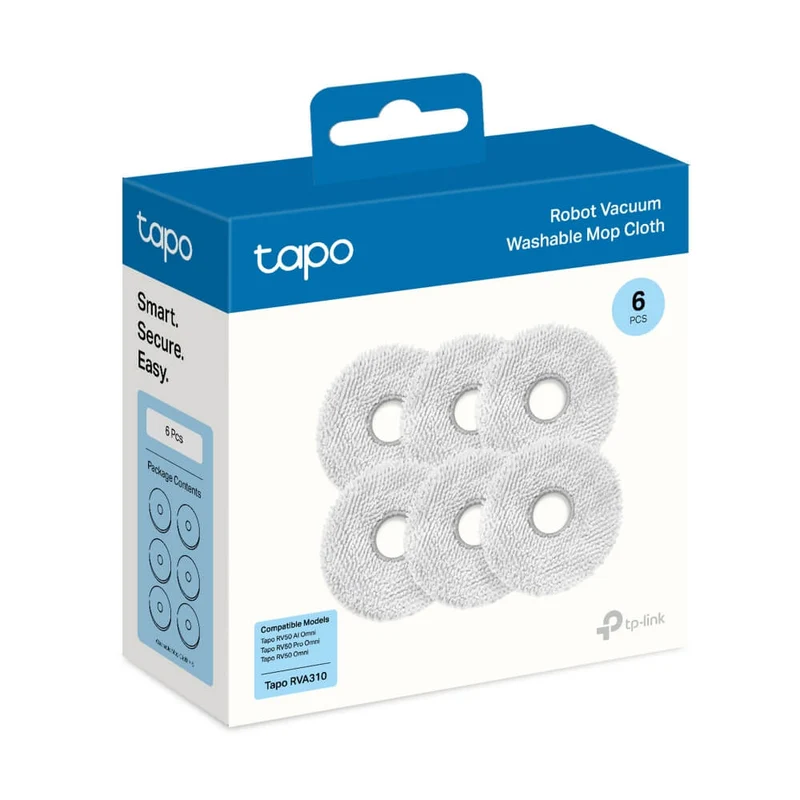 Lot de 6 Serpillières lavables pour Aspirateur Robot Tapo RV50 - Tapo RVA310