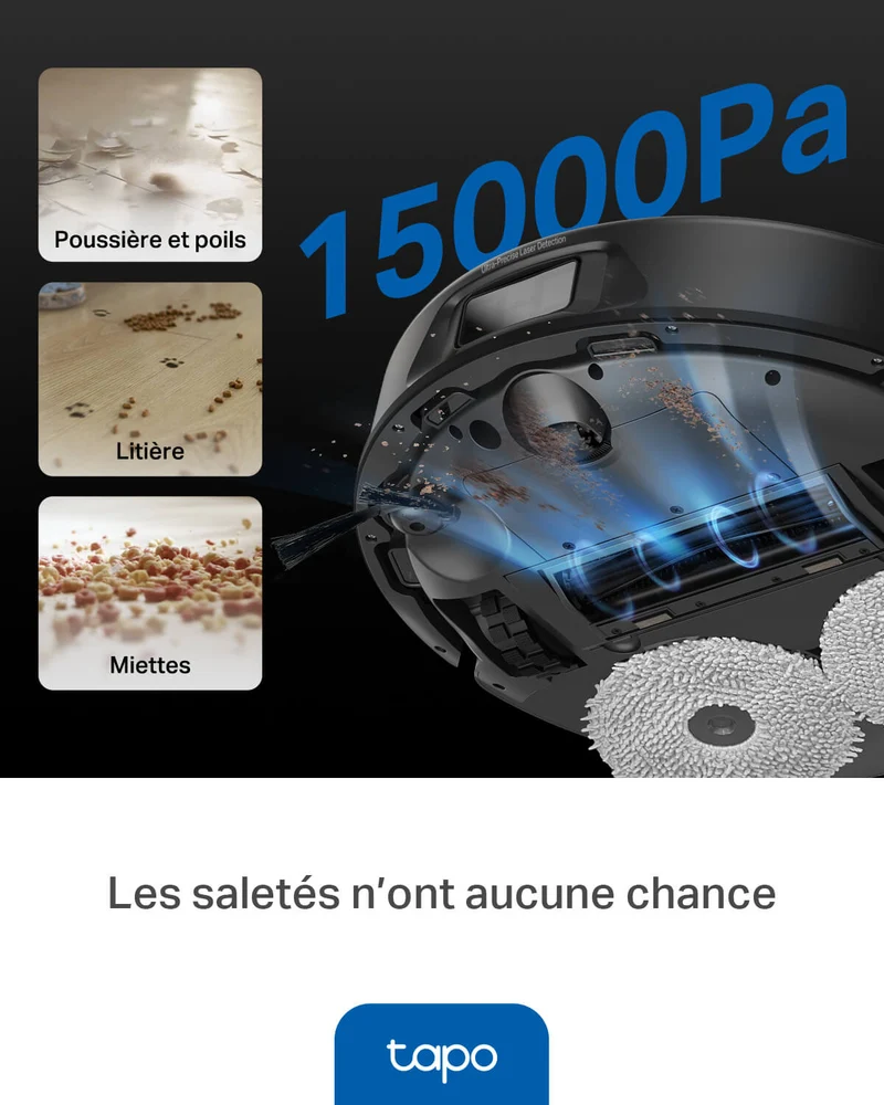 Aspirateur Robot Laveur de 15000Pa avec Station de Vidange - Tapo RV50 Pro Omni