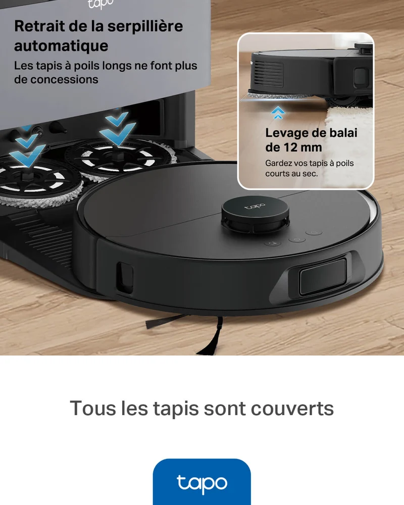 Aspirateur Robot Laveur de 15000Pa avec Station de Vidange - Tapo RV50 Pro Omni