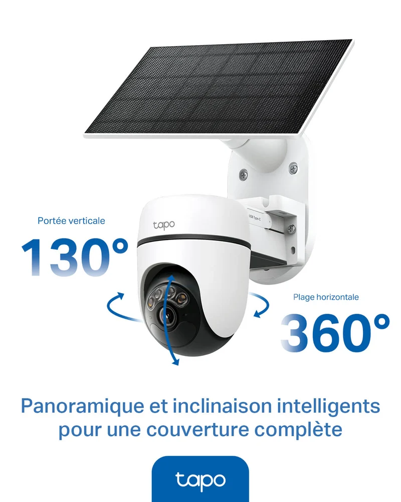 Caméra de Surveillance Solaire 2K 3MP avec détection intelligente - Tapo C610 KIT