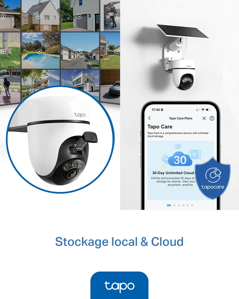 Caméra de Surveillance Solaire 2K 3MP avec détection intelligente - Tapo C610 KIT