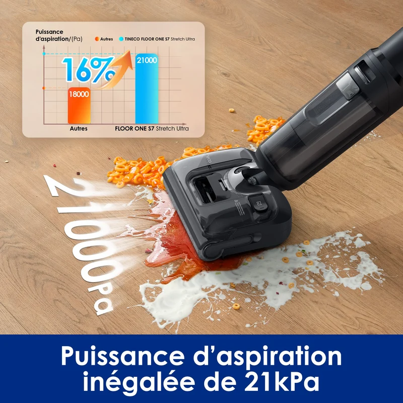 Tineco Floor ONE S7 Stretch Ultra Aspirateur Sec et Humide Sans Fil