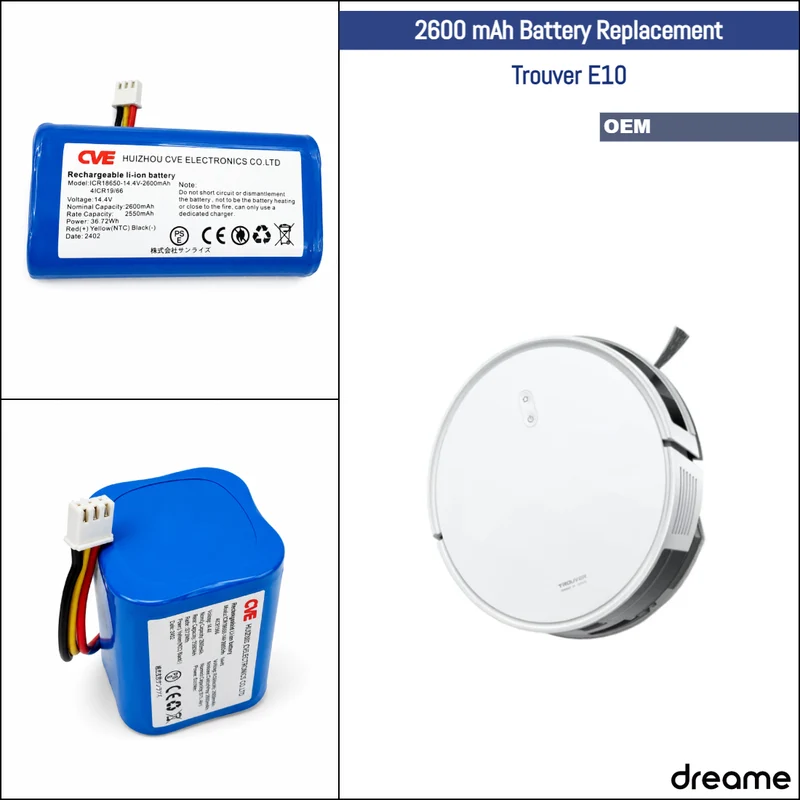 Dreame Trouver E10 | Original Spare & Repair Parts: OEM Battery Pack, 2600mAh