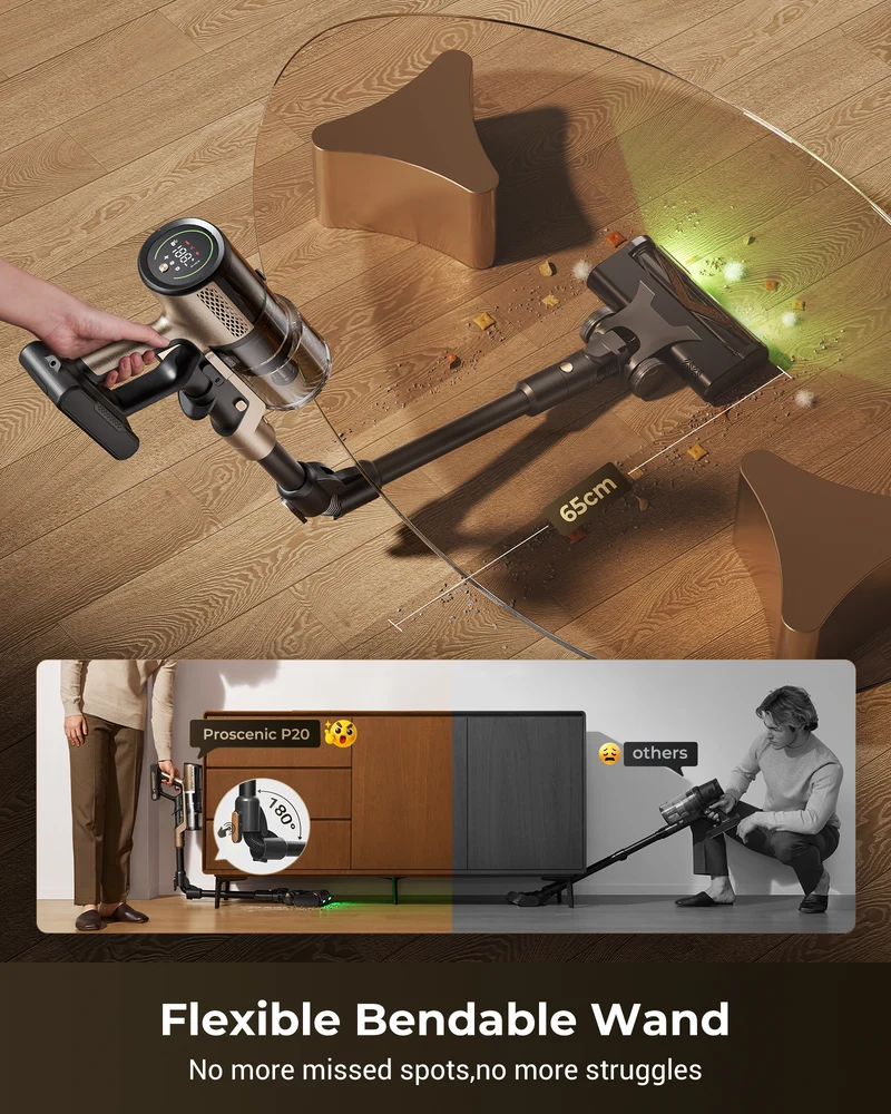 Proscenic P20 OnePass Cordless Stick Vacuum Cleaner | 70KPa Suction & Vacuum Mop
