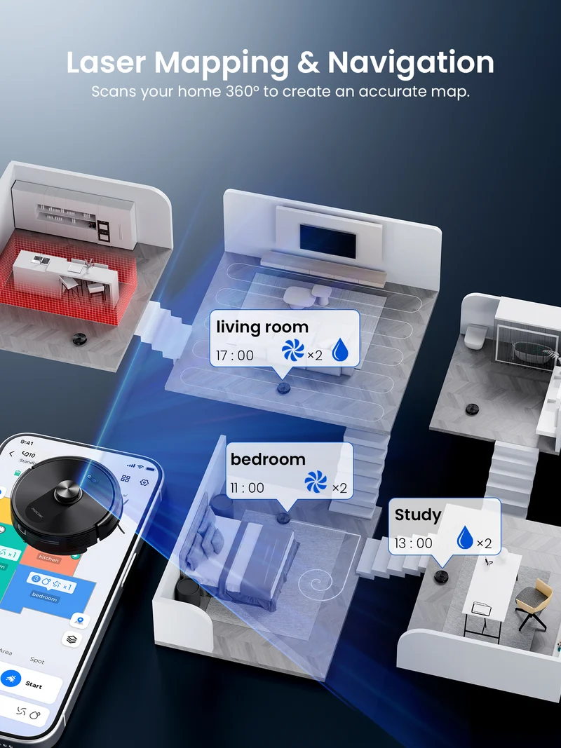 Proscenic Q10 Robot Vacuum Cleaner & Mop with LiDAR Navigation | 8000Pa Suction