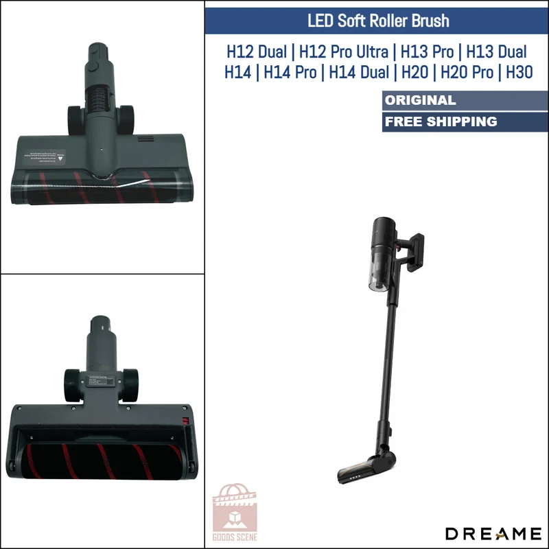 Dreame H12 Dual, H12 Pro Ultra, H13 Pro, H13 Dual, H14, H14 Pro, H14 Dual, H20, H20 Pro, H30 | Original Spare Parts & Accessories: LED Soft Roller Brush Head