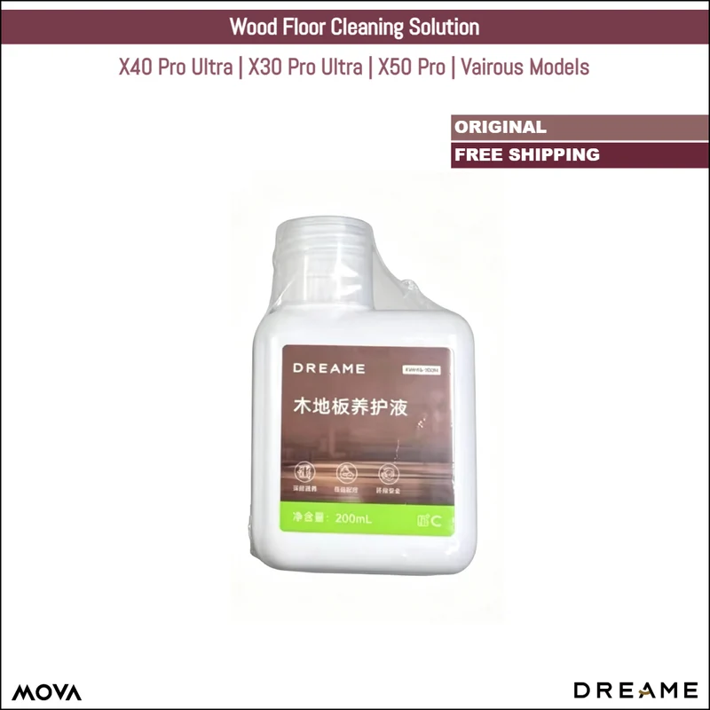 Dreame X40 Pro Ultra, X30 Pro Ultra, X50 Pro, MOVA Models | Original Consumable Parts & Accessories: AWH16 Wood Floor Care Solution, 200ML