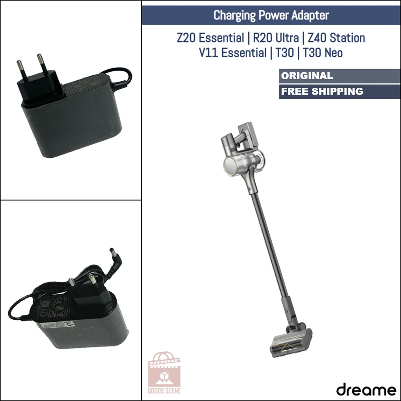 Dreame Z20 Essential, R20 Ultra, Z40 Station, V11 Essential, T30, T30 Neo | Original Spare & Repair Parts: Charging Power Adapter, EU Plug