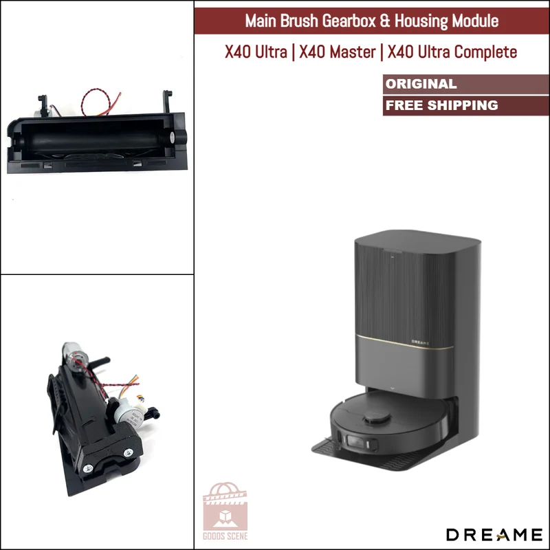 Dreame X40 Ultra, X40 Master, X40 Ultra Complete | Original Spare & Repair Parts: Main Brush Gearbox Motor With Housing
