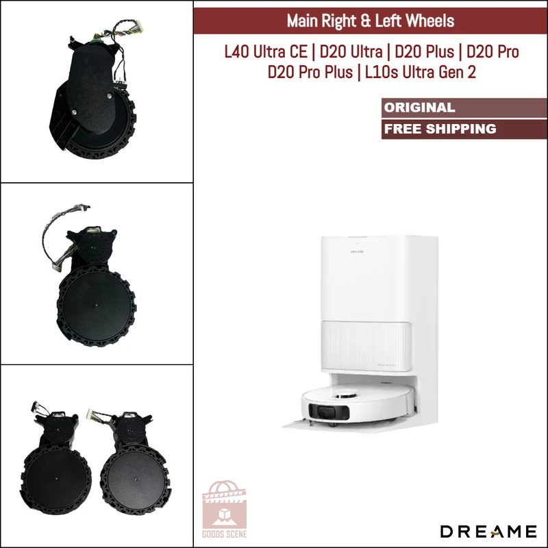 Dreame L40 Ultra CE, D20 Ultra, D20 Plus, D20 Pro, D20 Pro Plus, L10s Ultra Gen 2 | Original Spare & Repair Parts: Main Right & Left Wheels