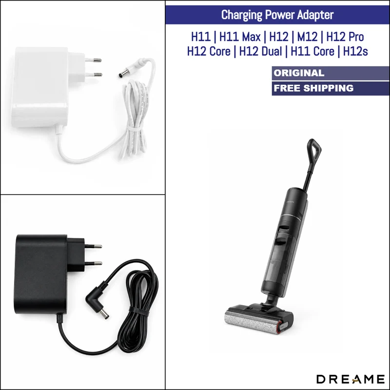 Dreame H11, H11 Max, H12, M12, H12 Pro, H12 Core, H12 Dual, H11 Core, H12s | Original Spare & Repair Parts: Charging Power Adapter, EU Plug