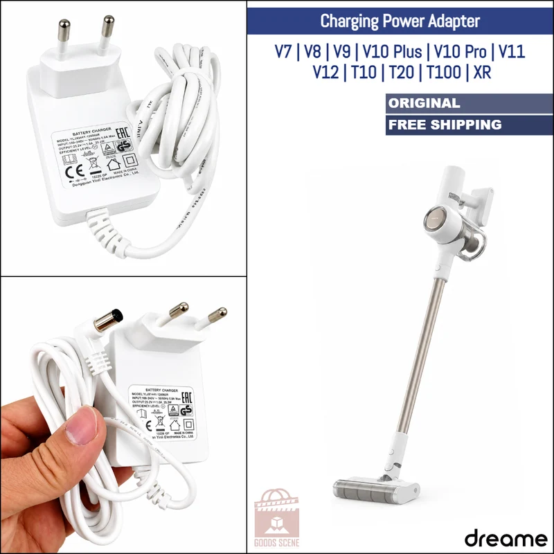 Dreame V7, V8, V9, V10 Plus, V10 Pro, V11, V12, T10, T20, T100, XR | Original Spare & Repair Parts: Charging Power Adapter, EU Plug