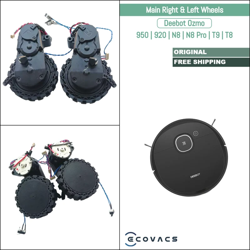 Ecovacs Deebot Ozmo 950, 920, N8, N8 Pro, T9, T8 | Original Spare & Repair Parts: Main Right & Left Wheels