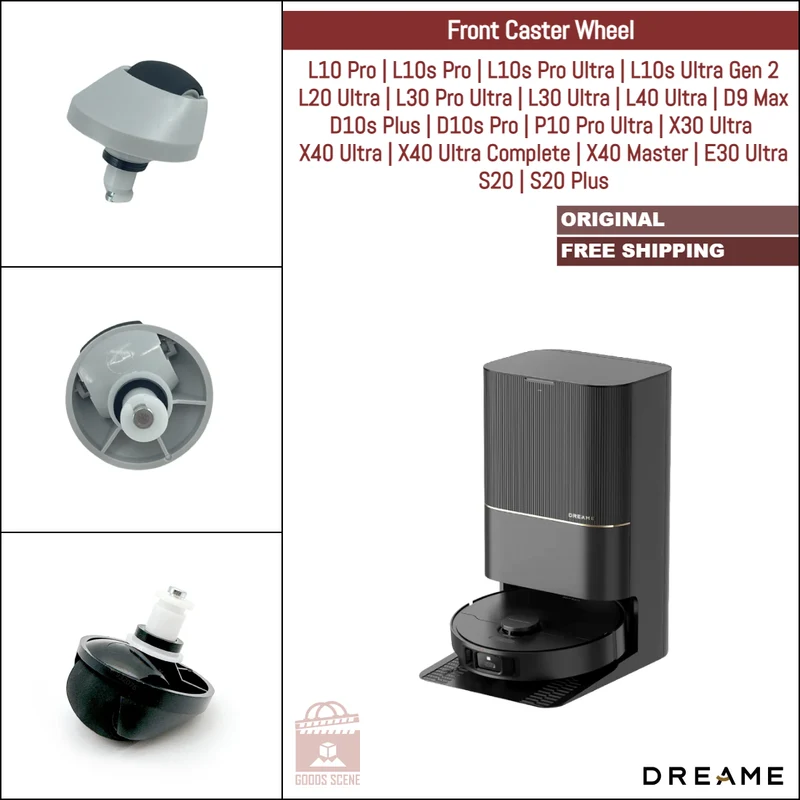 Dreame L10 Pro, L10s Pro, D10s Pro, X30 Ultra, X40 Ultra & Various Models | Original Spare & Repair Parts: Front Omni-Directional Caster Wheel