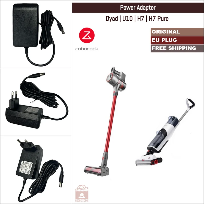 Roborock Dyad, U10, H7, H7 Pure | Original Spare Parts & Accessories For Dock: Power Adapter, EU Plug