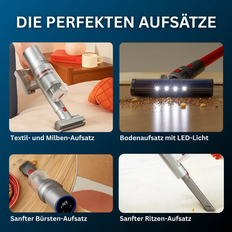 Akku Staubsauger | Kabelloser Handstaubsauger für Teppiche, Hartböden und schwer erreichbare Stellen