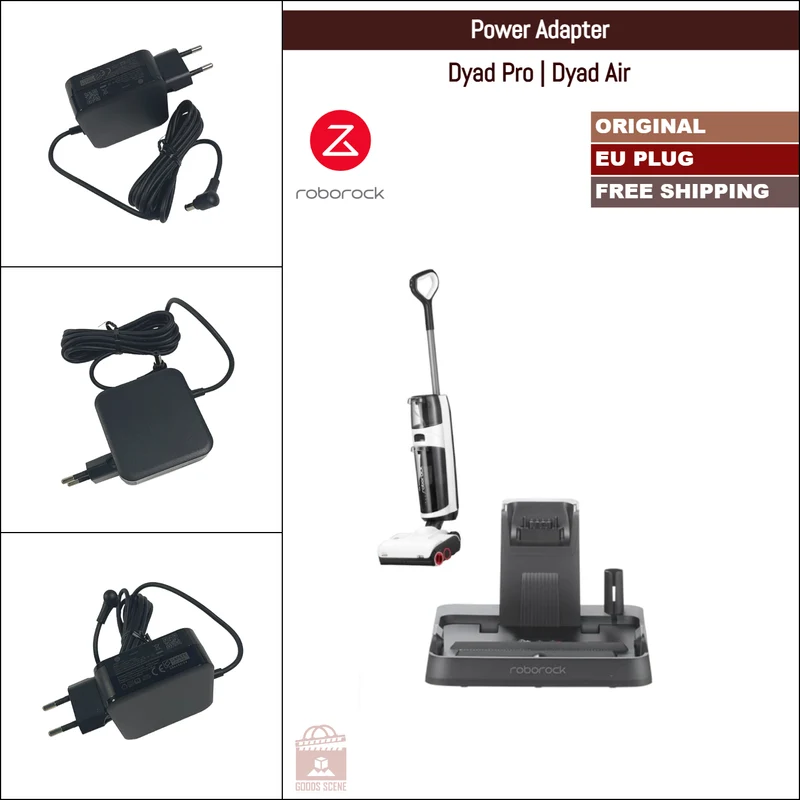 Roborock Dyad Pro, Dyad Air | Original Spare Parts & Accessories For Dock: Power Adapter, EU Plug