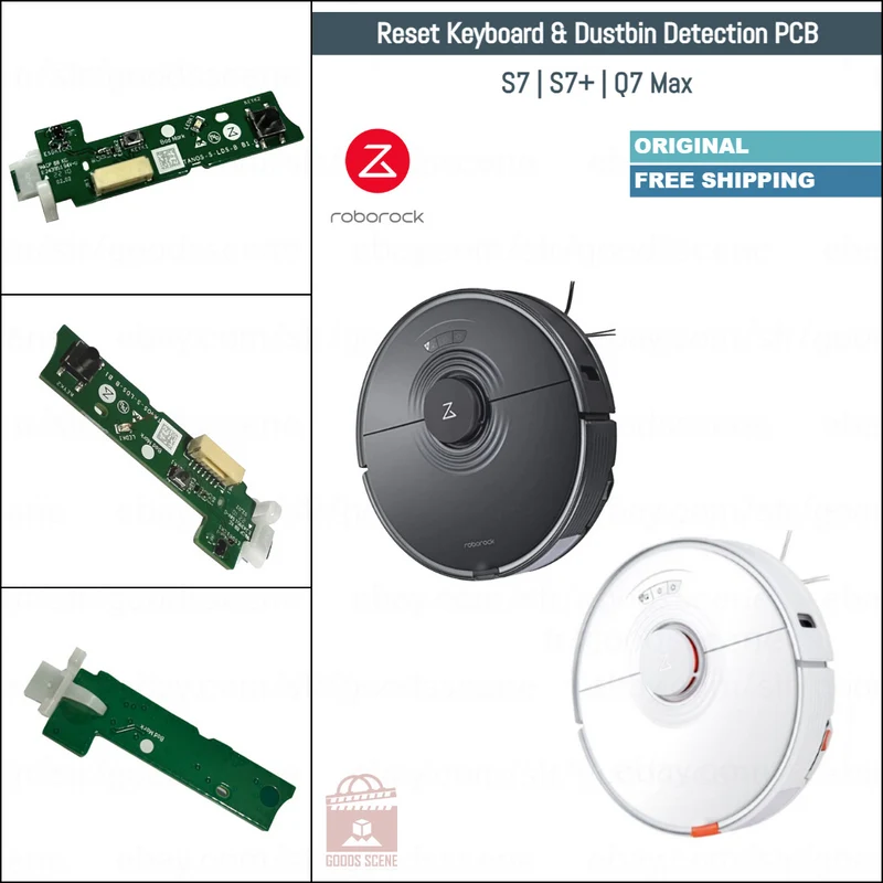 Roborock S7, S7+, Q7 Max | Original Spare & Repair Parts: Wi-Fi Reset Keyboard & Dustbin Detection PCB Board