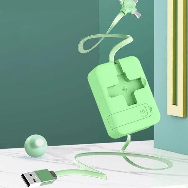 3-in-1 Ladekabel | Ausziehbares 1-m-Kabel mit USB-C, Micro-USB und Lightning-Anschluss für unterwegs