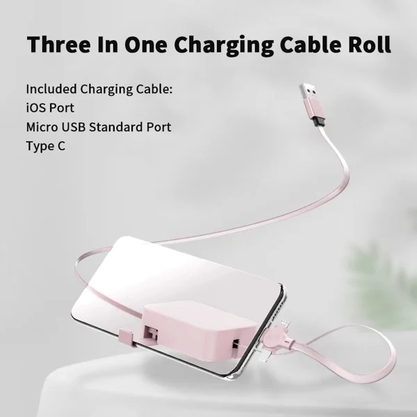 3-in-1 Ladekabel | Ausziehbares 1-m-Kabel mit USB-C, Micro-USB und Lightning-Anschluss für unterwegs