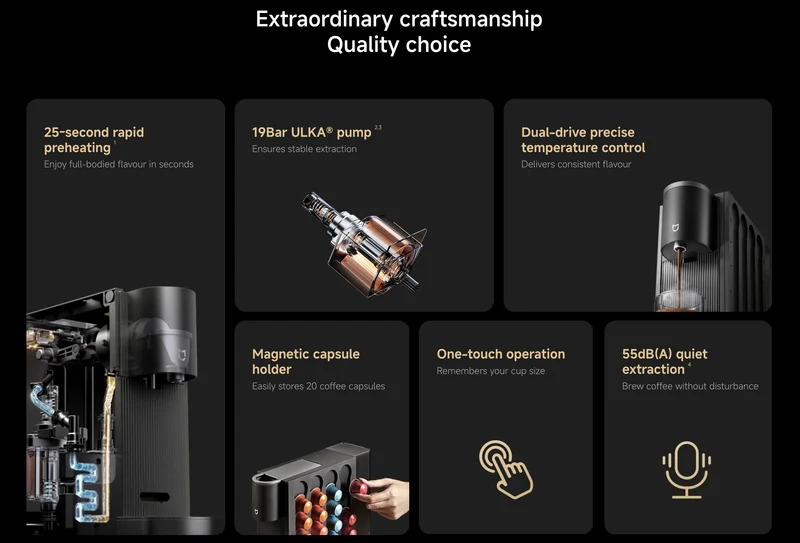Xiaomi Mijia Capsule Coffee Machine S1 Home One-key Portable Extraction Dual Drive Precision Temperature Control Machine