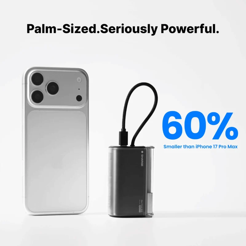 Sharge Flow 3 45W 10,000mAh Power Bank with Integrated Type-C Cable