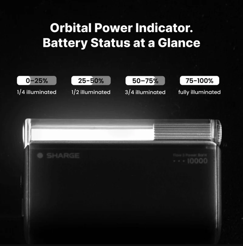 Sharge Flow 3 45W 10,000mAh Power Bank with Integrated Type-C Cable