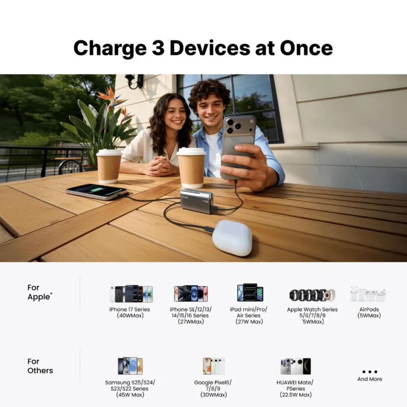 Sharge Flow 3 45W 10,000mAh Power Bank with Integrated Type-C Cable