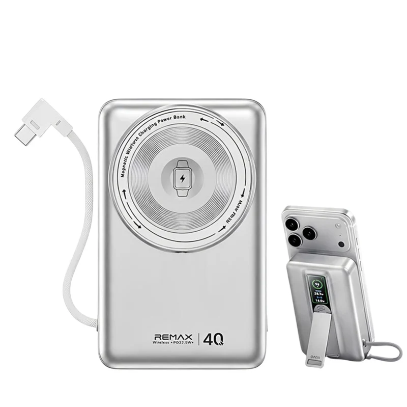 REMAX FP-113 PD 40W Super Fast Charging 20000mAh Magnetic Wireless Power Bank with 360 Rotating Holder Stand