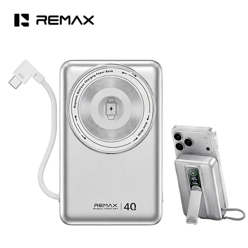 REMAX FP-113 PD 40W Super Fast Charging 20000mAh Magnetic Wireless Power Bank with 360 Rotating Holder Stand