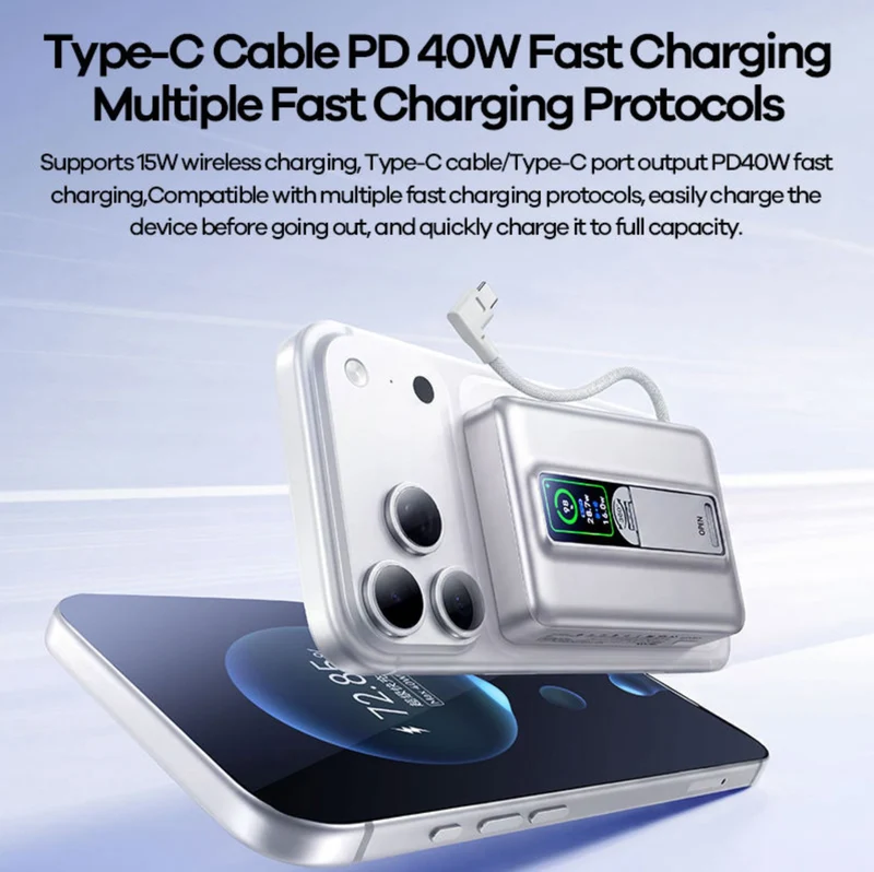 REMAX FP-113 PD 40W Super Fast Charging 20000mAh Magnetic Wireless Power Bank with 360 Rotating Holder Stand
