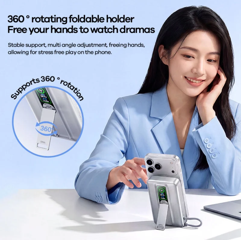 REMAX FP-113 PD 40W Super Fast Charging 20000mAh Magnetic Wireless Power Bank with 360 Rotating Holder Stand