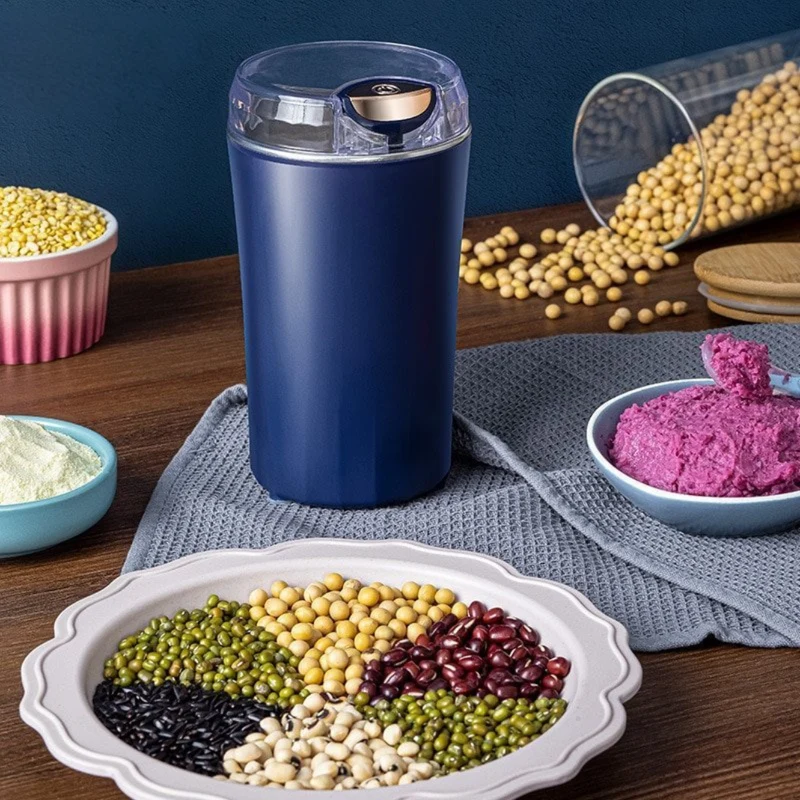 Elektrische Mehrzweckmühle aus Edelstahl | 30000 U/min & 2 Klingen für Kaffee, Gewürze, Kräuter | 80 g Kapazität | One-Touch