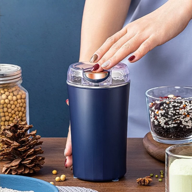 Elektrische Mehrzweckmühle aus Edelstahl | 30000 U/min & 2 Klingen für Kaffee, Gewürze, Kräuter | 80 g Kapazität | One-Touch