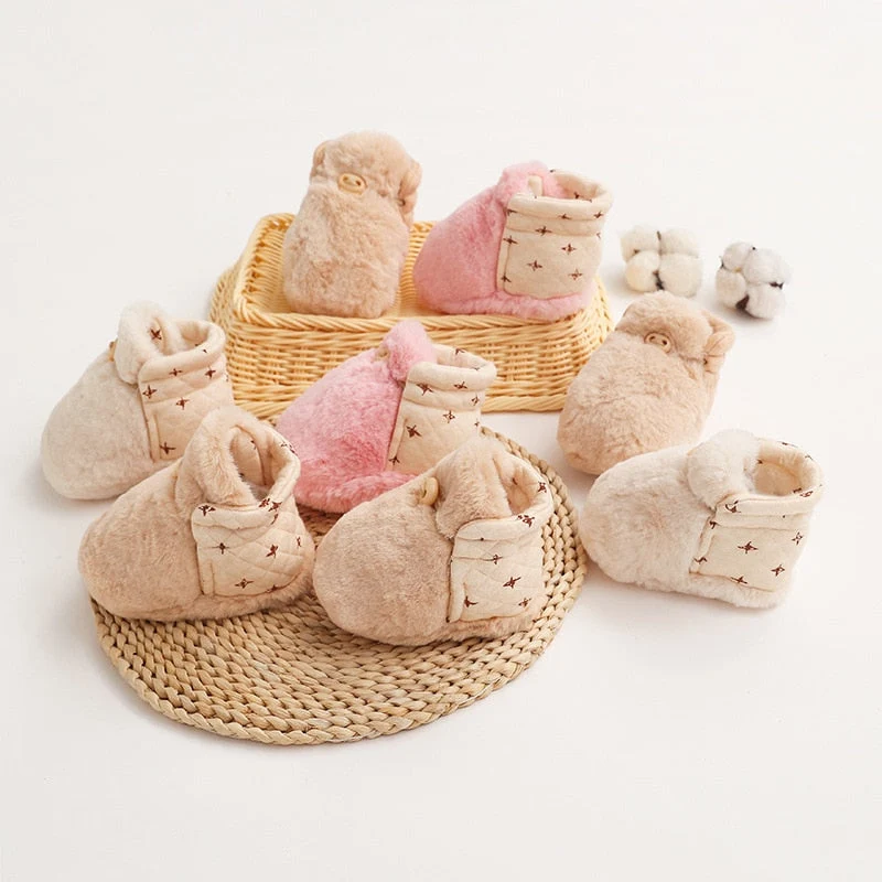 Baby Hausschuhe mit Fleece-Futter | Warme Flauschige Babyschuhe für Herbst & Winter | Weich & Bequem
