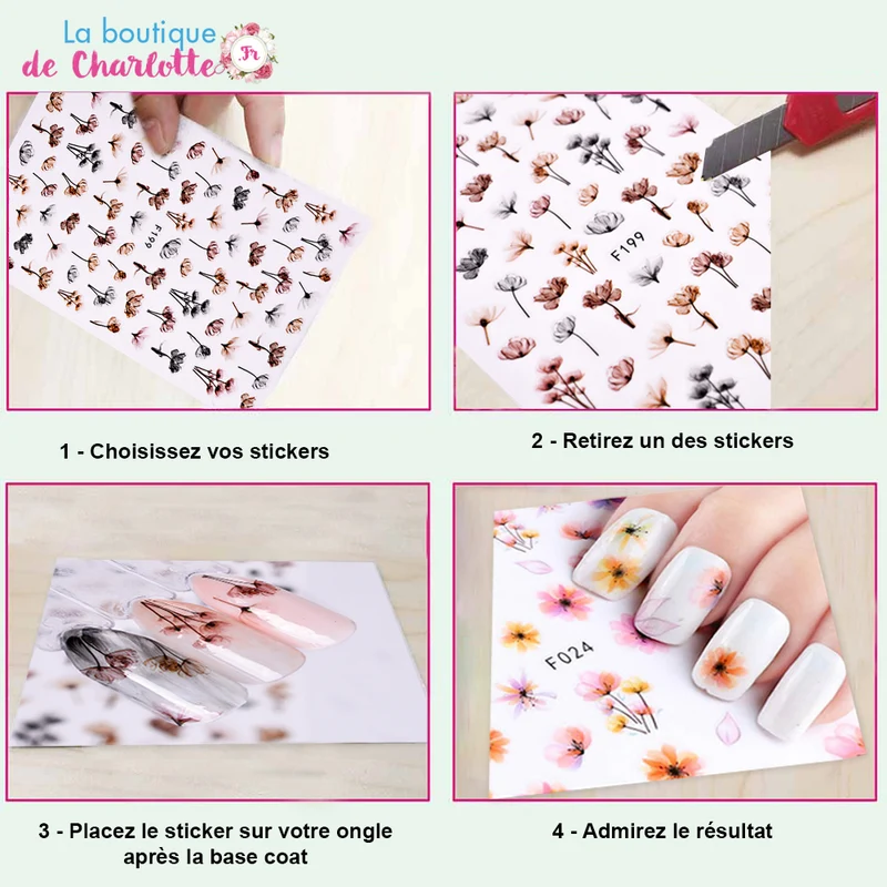 STICKER FLEURS POUR MANUCURE