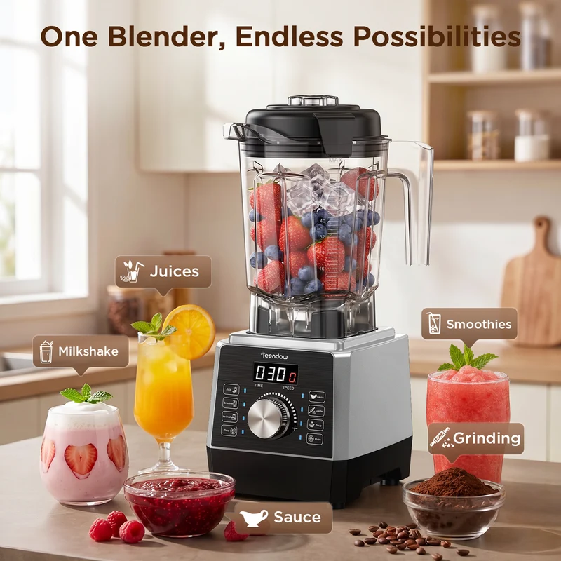 Teendow 1800W High-Speed Blender with 6 One-Touch Programs, 25,000 RPM, 2L Pitcher for Smoothies, Ice Crush & Grinding