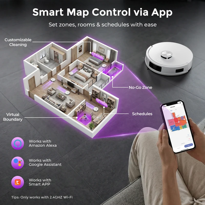 Teendow Robot Vacuum and Mop,18000Pa Robotic Vacuum with LiDAR Navigation and Self-Emptying Station