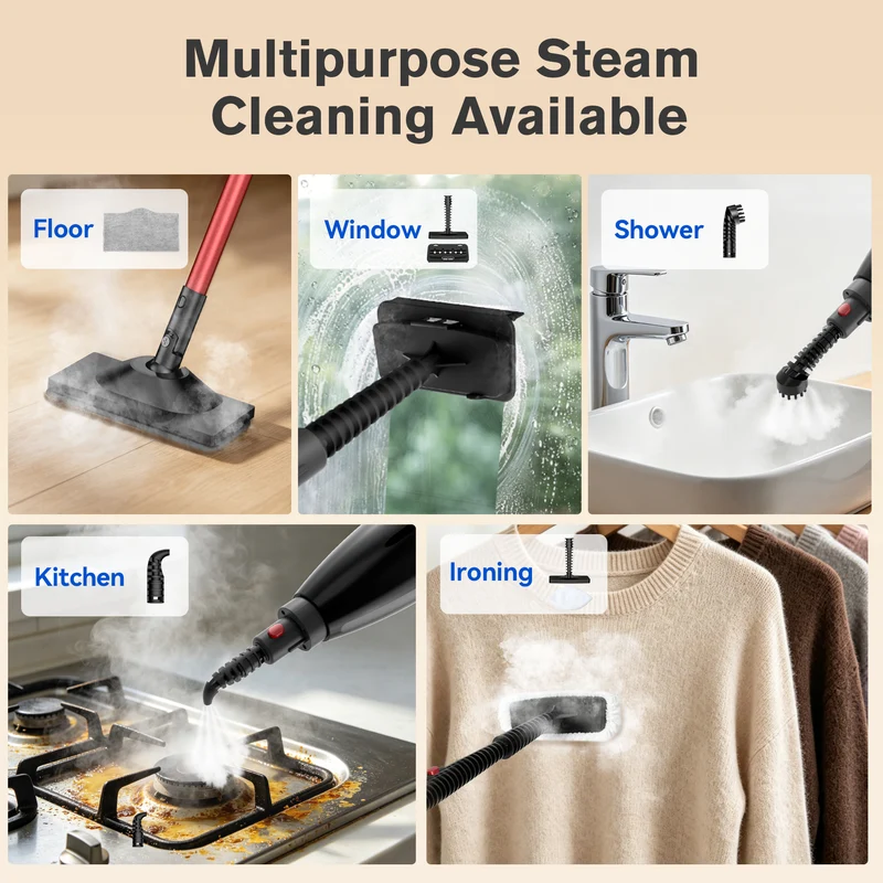 Teendow 6 in 1 Rotated Steam Mop Cleaner with 600ML Removable Tank