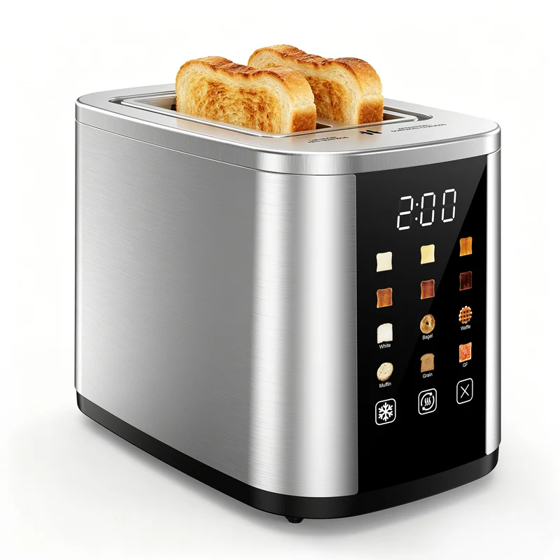 Teendow Digital Touchscreen 2-Slice Toaster with Bagel, Defrost & Reheat Functions