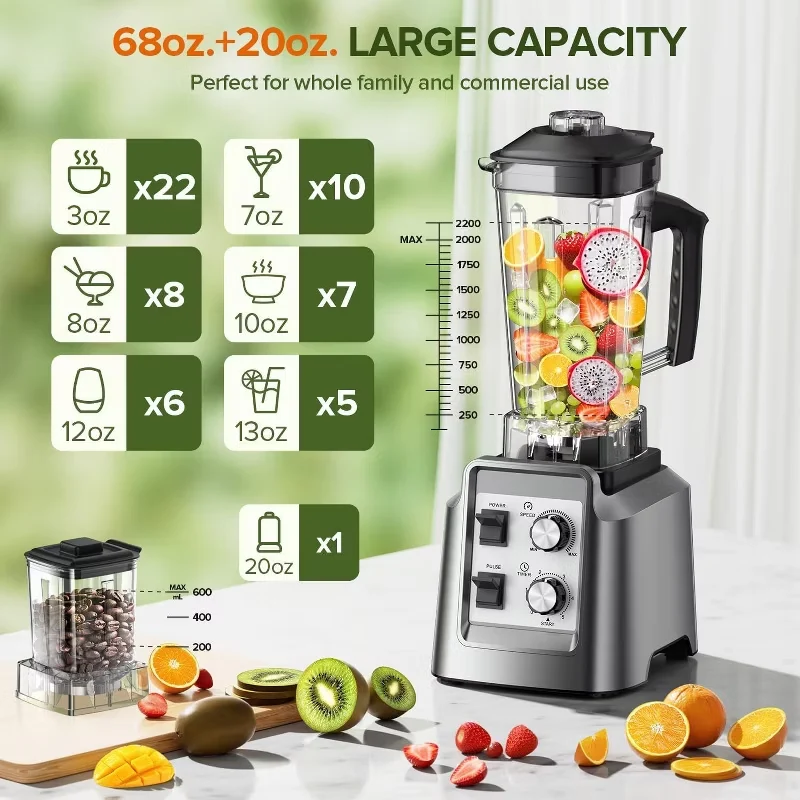 Teendow HS-209D 1800W 10-Speed Countertop Blender & Grinder