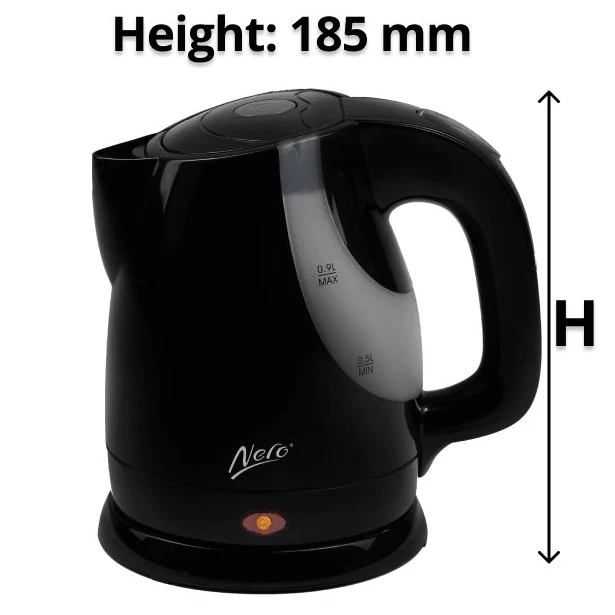 Nero Bambino Kettle 0.9 Litre Jug Compact Water Boiler Coffee Tea Hotel (Black)