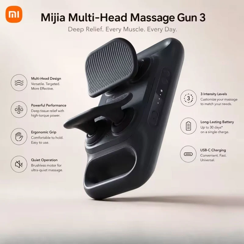 Xiaomi Mijia Multi-Head Massage Gun 3 for muscles back, legs, thigh, lumbar