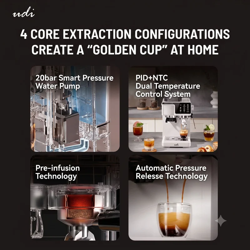 UDI CM5530 Home Small Coffee Maker with Automatic Grinding and Cold Brew