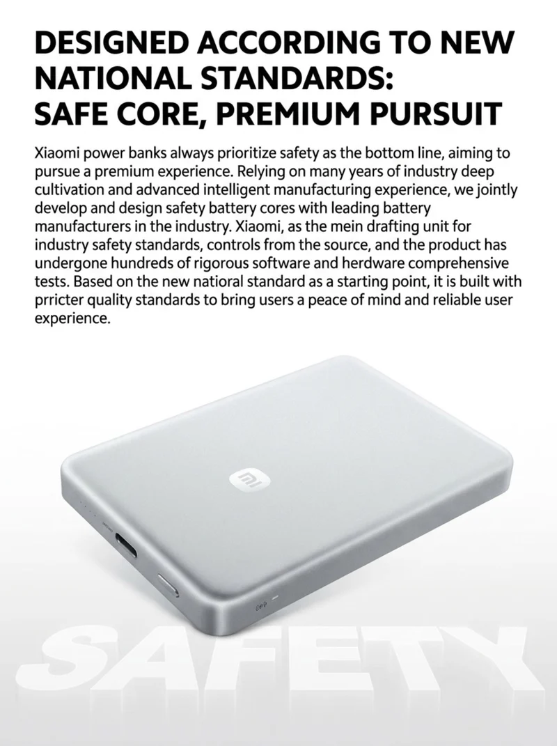Xiaomi Ultra-thin Magnetic Power Bank 10000mAh 45W Silver White